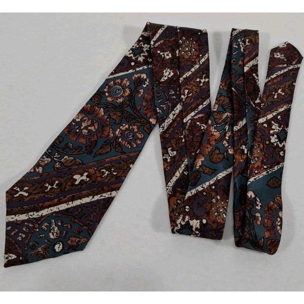 Lazarus men silk neck tie geometric abstract vintage 57"x3.25
